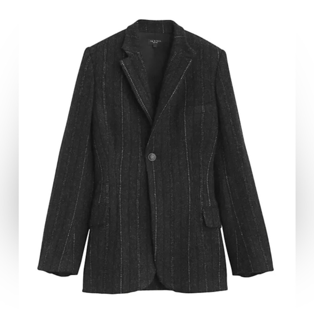 GREY STRIPE LAURENCE ITALIAN WOOL STRIPE BLAZER size 2